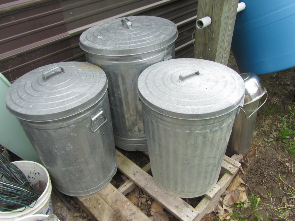 (3) Galvanized Metal Trash Cans