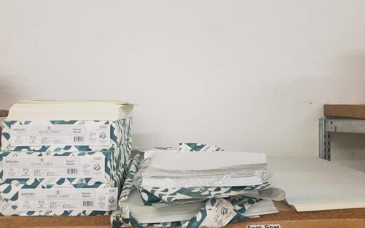 Paper products on shelf
