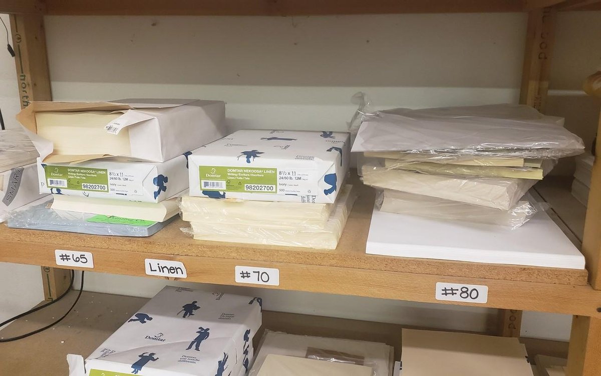 Paper products on shelf