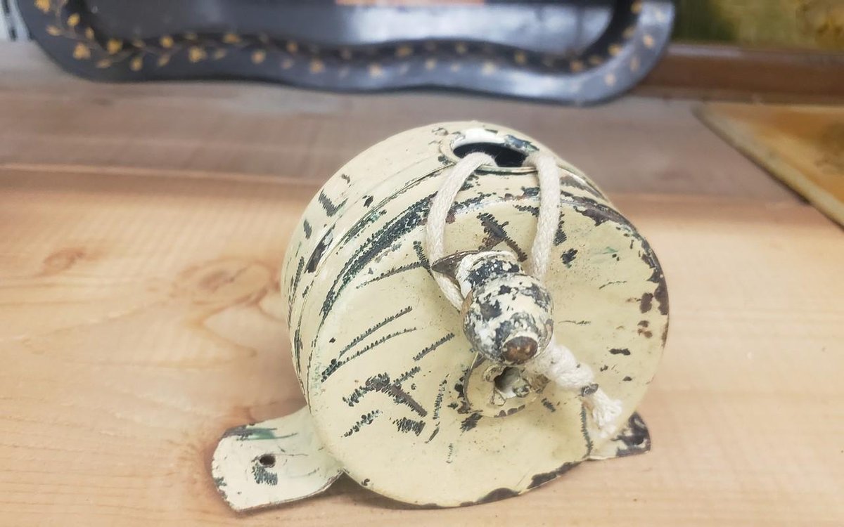 vintage tin string spool winder