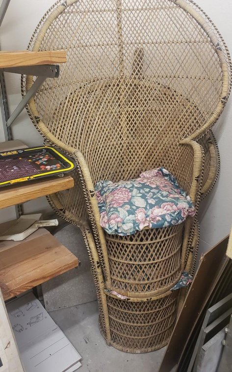 Pair of tall wicher patio chairs