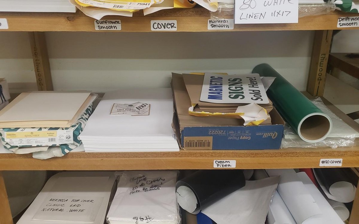 Paper products on shelf