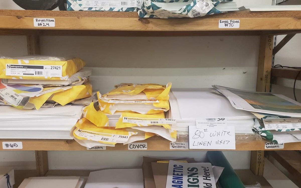 Paper products on shelf