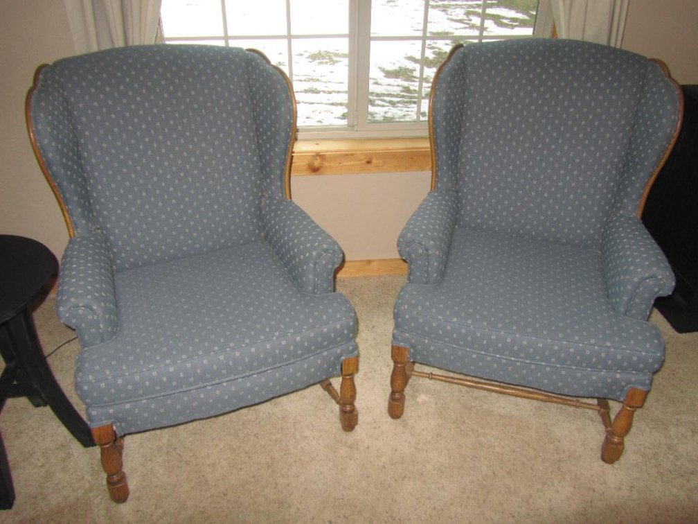 2 Wood Upholstered Chairs