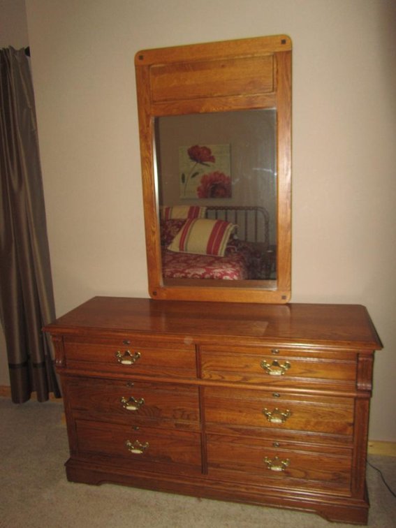 Wood Dresser W/ Attached Mirror