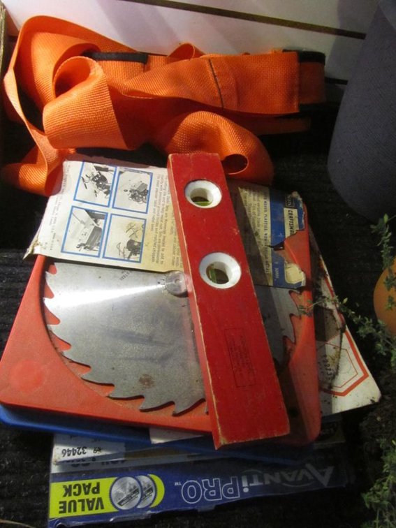 Assorted Saw Blades And Level