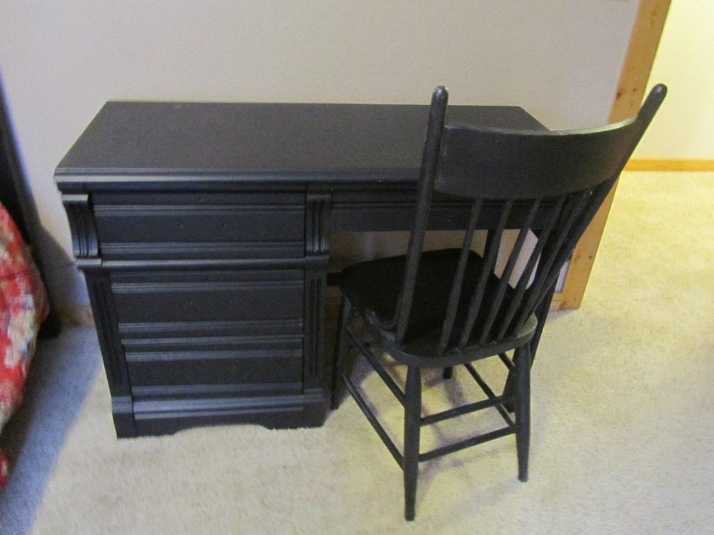 Black Wood Desk W/ Chair