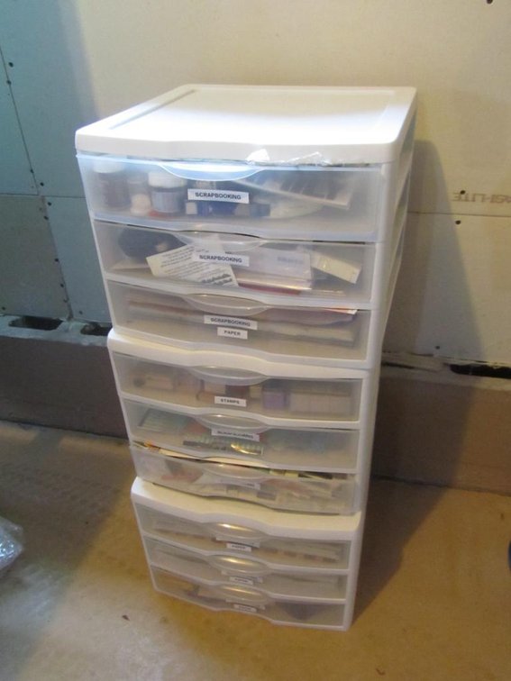 Storage Drawers Filled With Scrap Booking Material