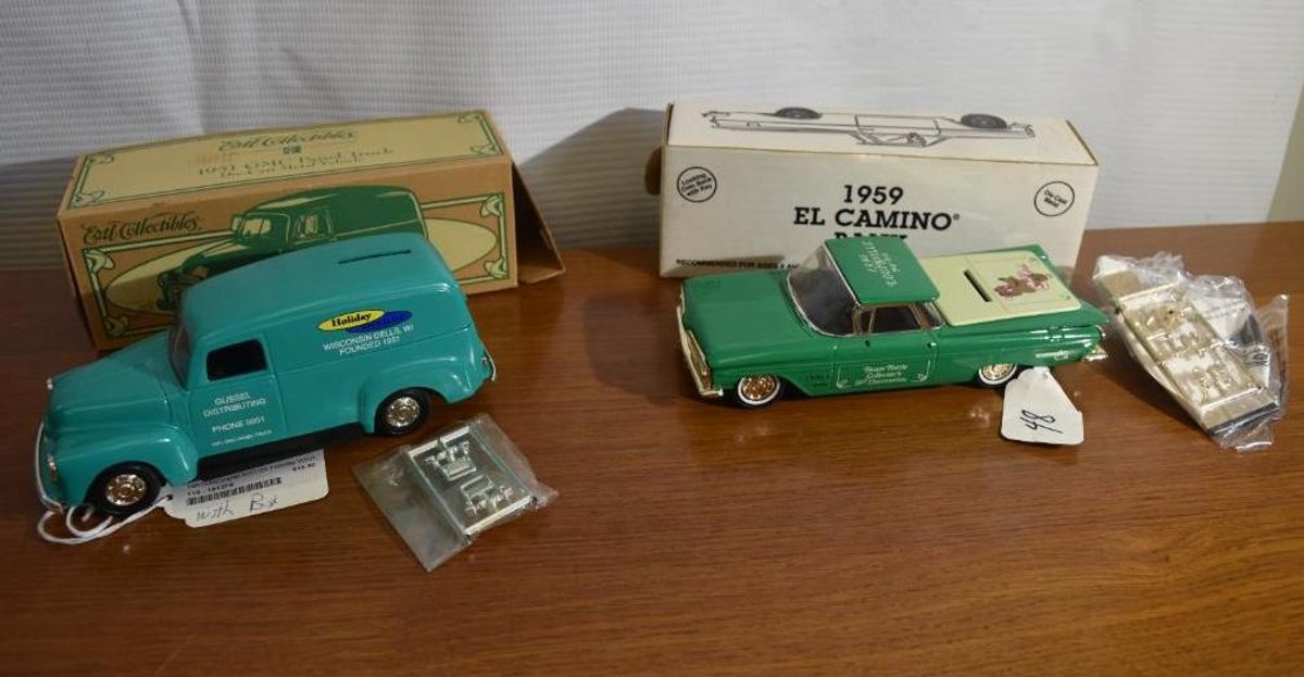 Ertl 1951 Chevy Panel Truck With Ertl 1959 Chevrolet El Camino Jim Bean Collectors Edition