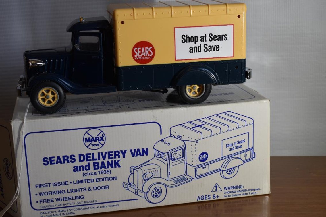 Marx Toys Plastic Circa 1935 Sears Delivery Van And Bank With Lights