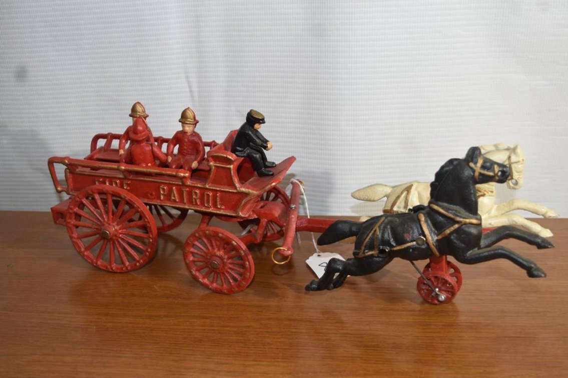 Cast Iron Fire Patrol Wagon And Team