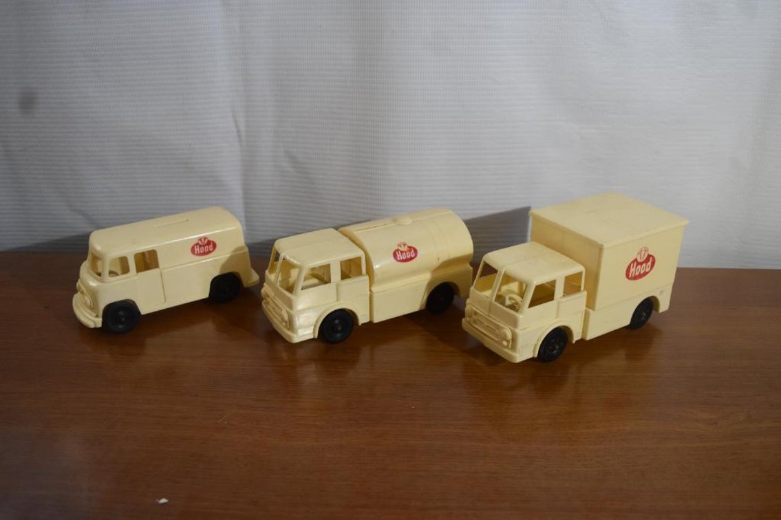 Set Of Three Plastic Hood Dairies Tanker And Delivery Truck From The 1950's