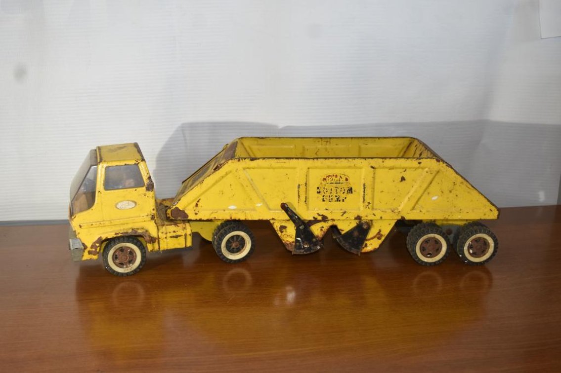 Large Tonka Turbine Style Semi tractor With Twin Hopper Tandem Axle Belly Dump Trailer
