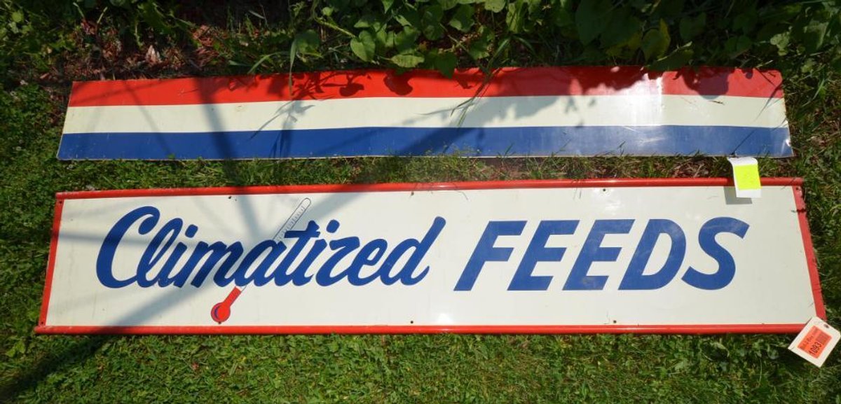 Climatized Feeds Metal Sign with Striped Metal Sign