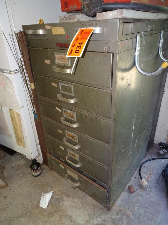 Recurdok 6-Drawer Parts Cabinet With Contents, 1829x38" Tall