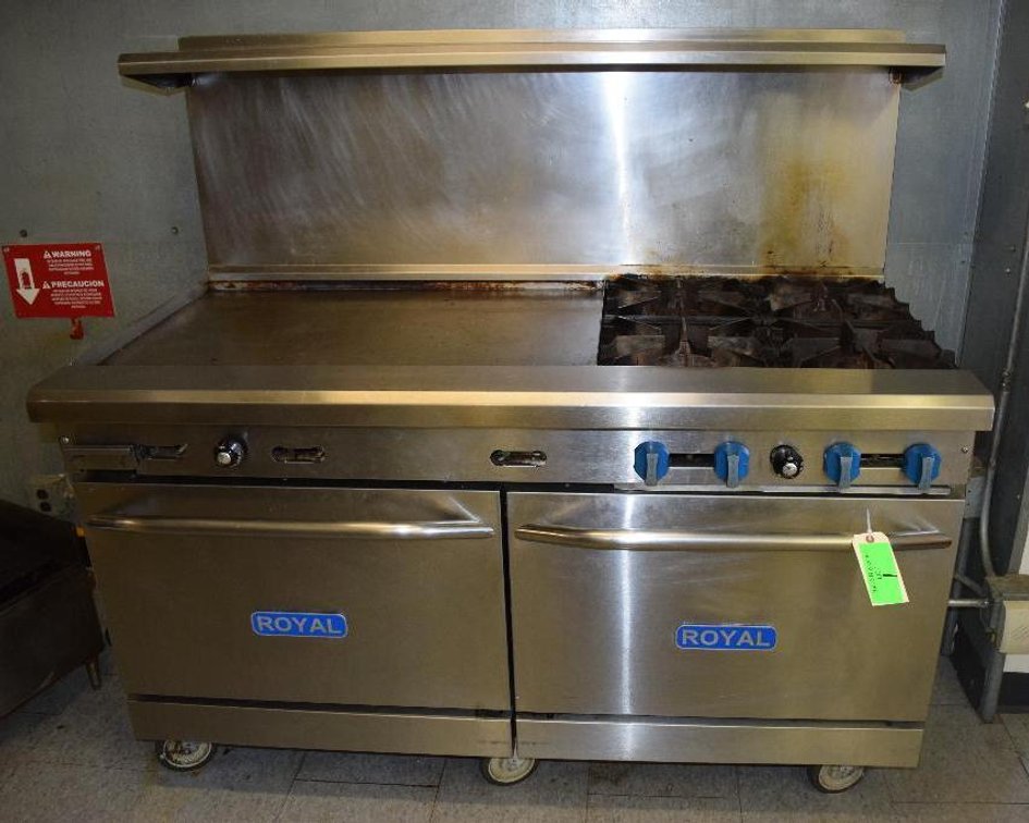 Royal Natural Gas Stainless Steel Oven With (4) Burner And Griddle Top