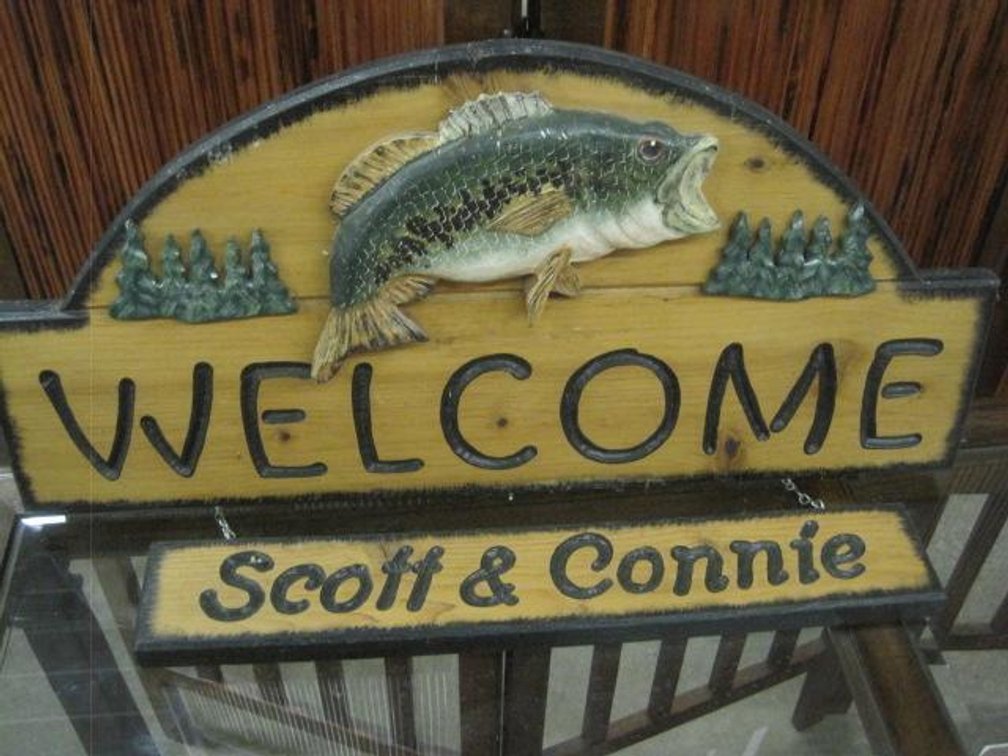 Wood routered Welcome Fish Sign 24" w