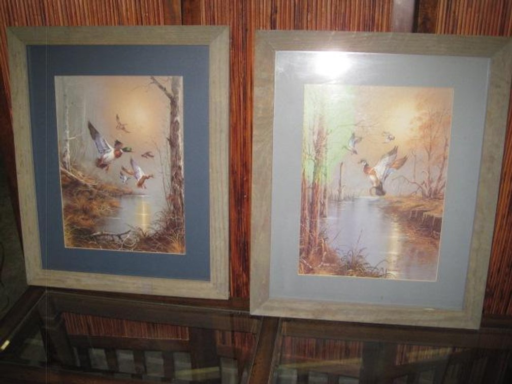 Lot of 2 Barnwood Framed Duck Prints each is 18.5" w x 22.5 " t