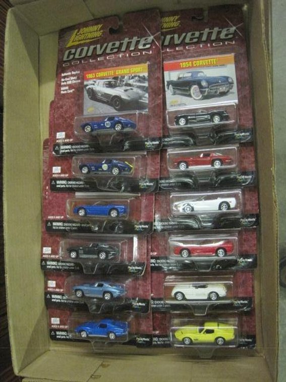 Lot of 12 Johnny Lightning Carded Corvettes