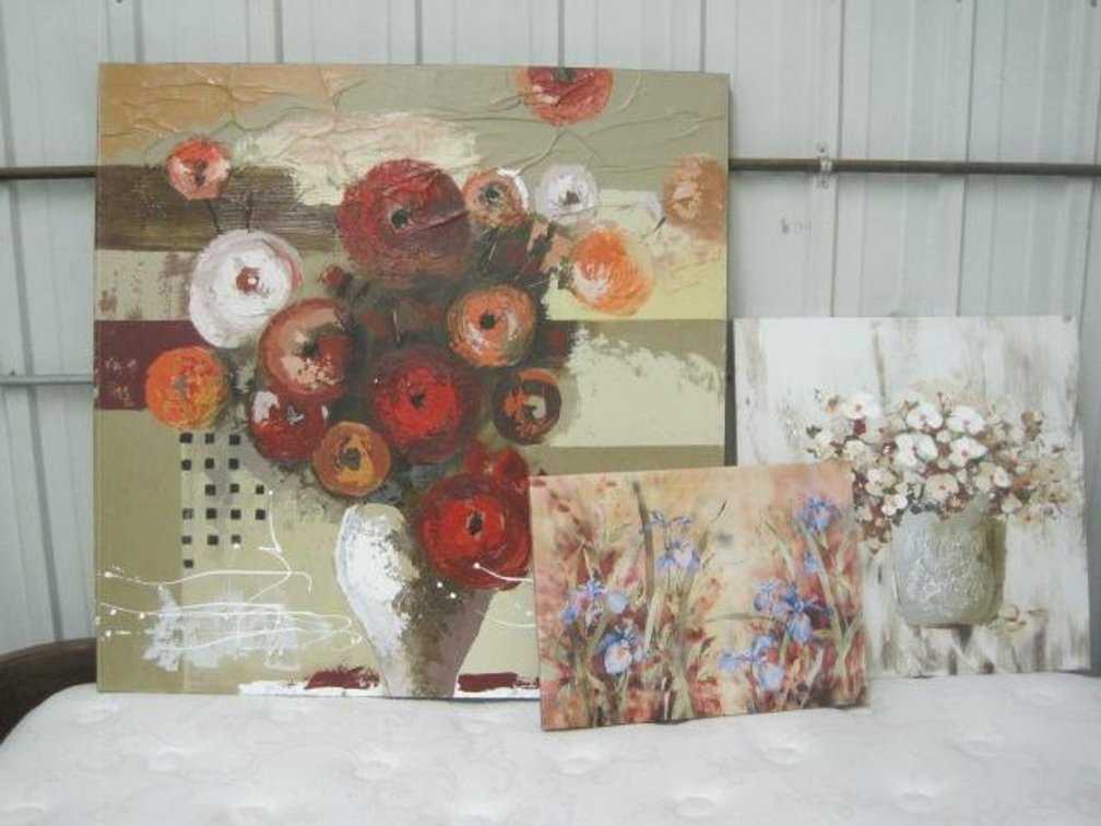 Lot of 3 Art pieces Oil on Canvas