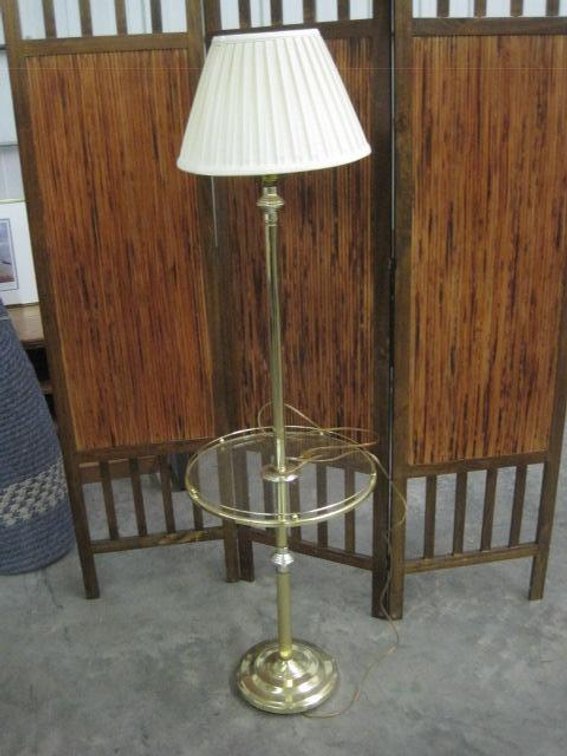 Glass & Brass Floor Lamp 58" t