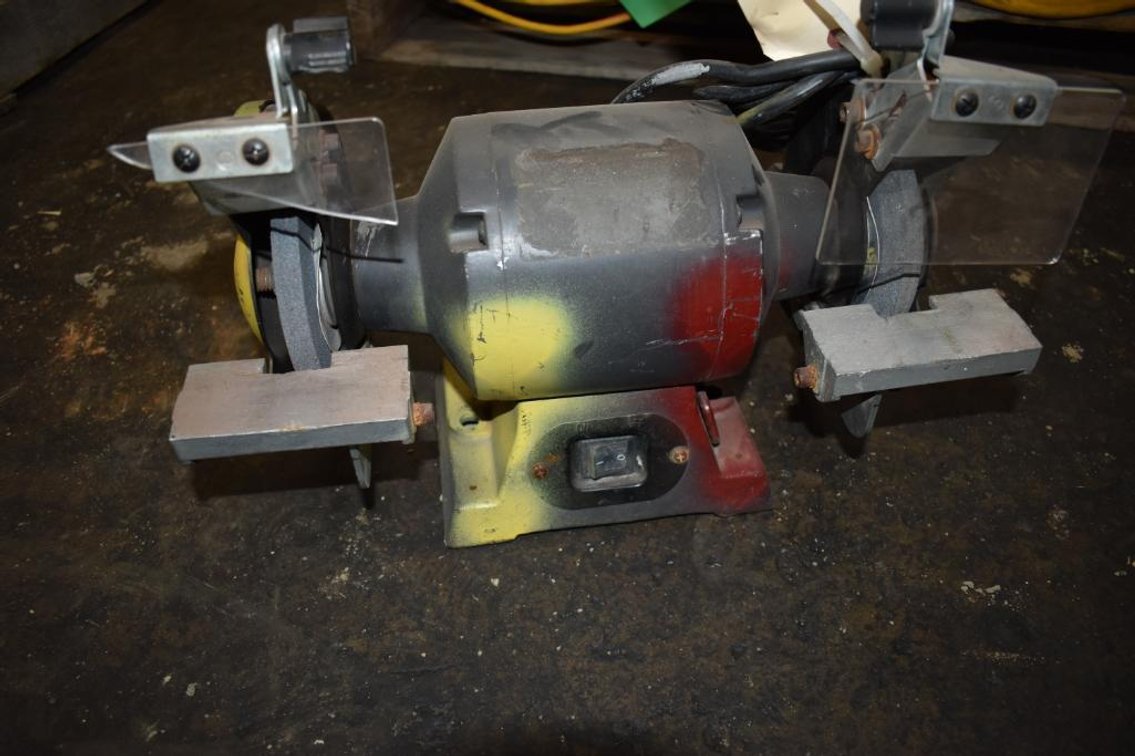 Electric Bench Grinder, Data Tag Is Painted Over