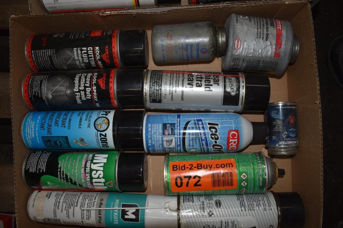 8 Assorted Aerosol Cans, Cutting And Tapping Fluid, De-Icer, Penetrating Fluid, Anti Seize And More