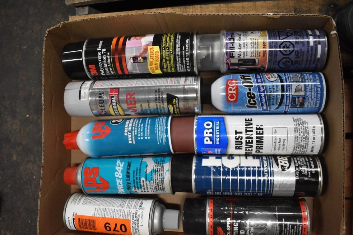 (10) Assorted Aerosol Cans, Poly Foam, De-Icer, Cutting Fluid, Rust Preventer Primer And More