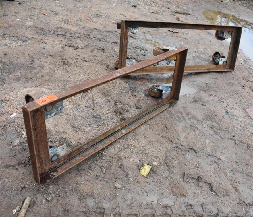 (2) Rolling 4-Way Steel Carts, 5" Metal Casters