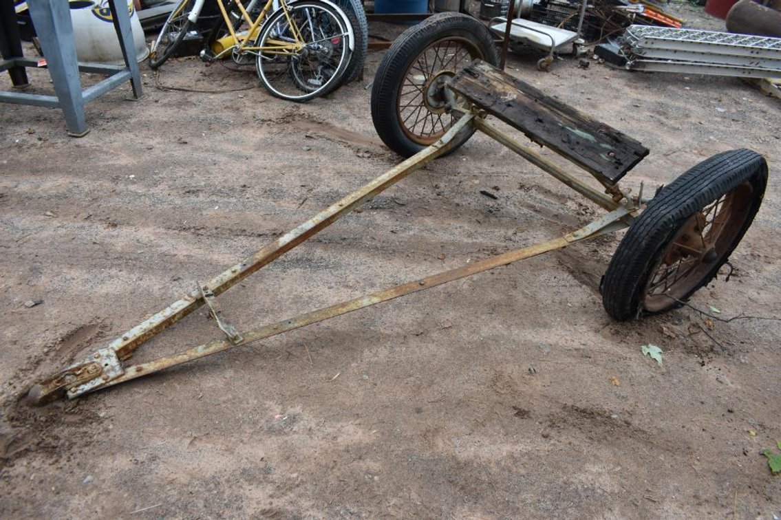 Vintage Axle With Spoked Wheels, 1-7/8" Ball