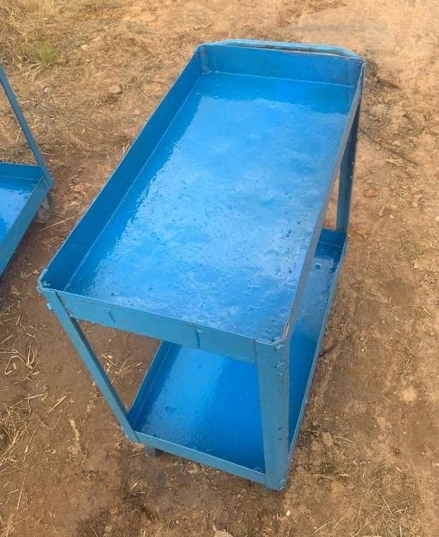 (1) Blue Rolling Cart, 16" Wide x 30" Long X 32" Tall