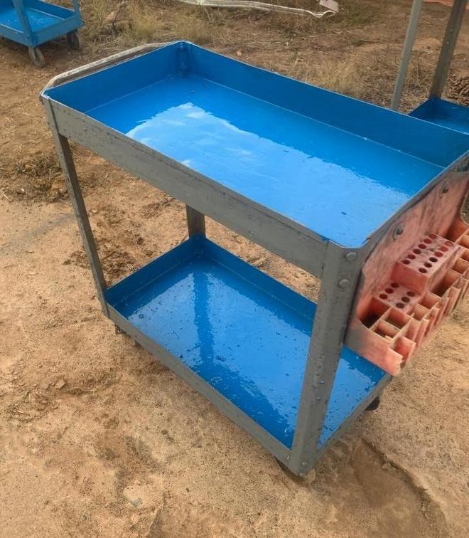 (4) Blue Rolling Carts, 16" Wide x 30" Long X 32" Tall