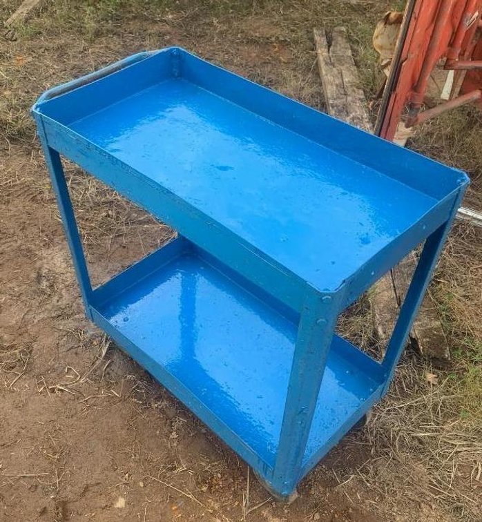 (4) Blue Rolling Carts, 16" Wide x 30" Long X 32" Tall