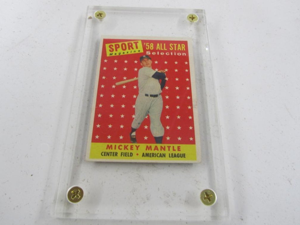 1958 Topps Mickey Mantle #487 In Lucite  Case