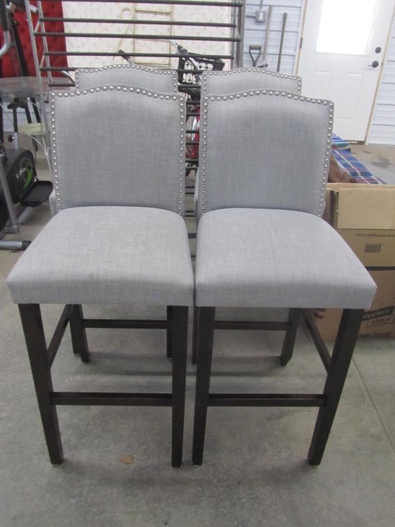 (4) Cushioned Seat Gray Bar Stools