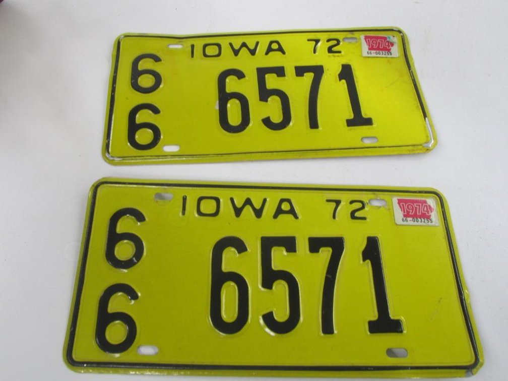 (2) 1966 Iowa License Plates