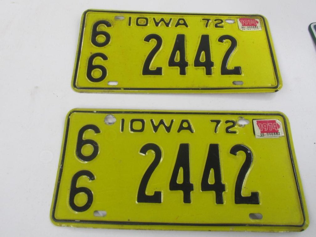 (2) 1966 Iowa License Plates