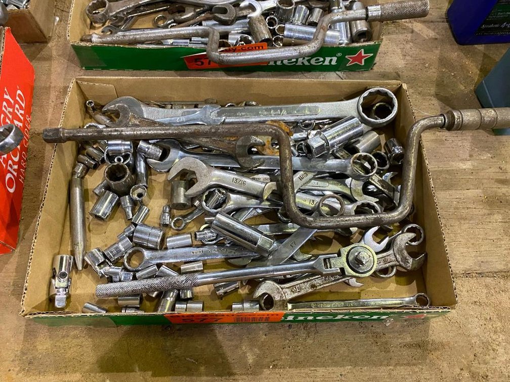 3/8" Ratchet With 1/4" & 3/8" Sockets And Assorted Wrenches Up to 1 1/4"