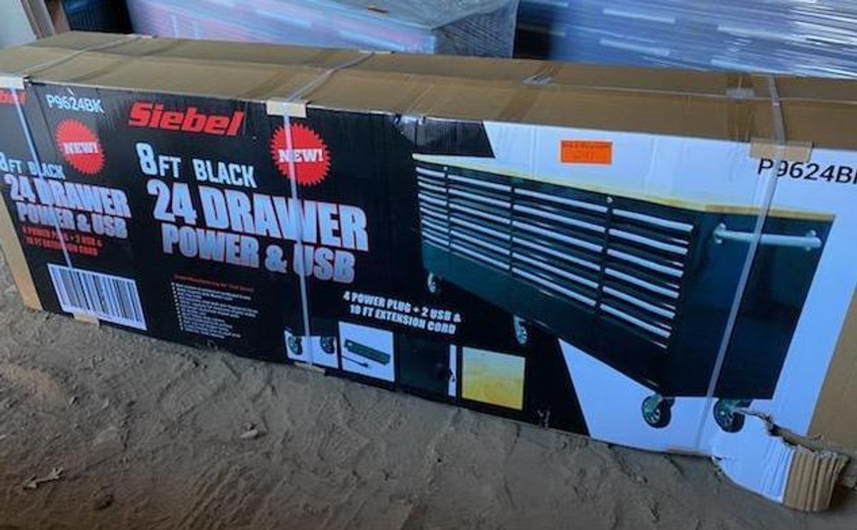 NEW Siebel 24-Drawer 8' Tool Bench, Black