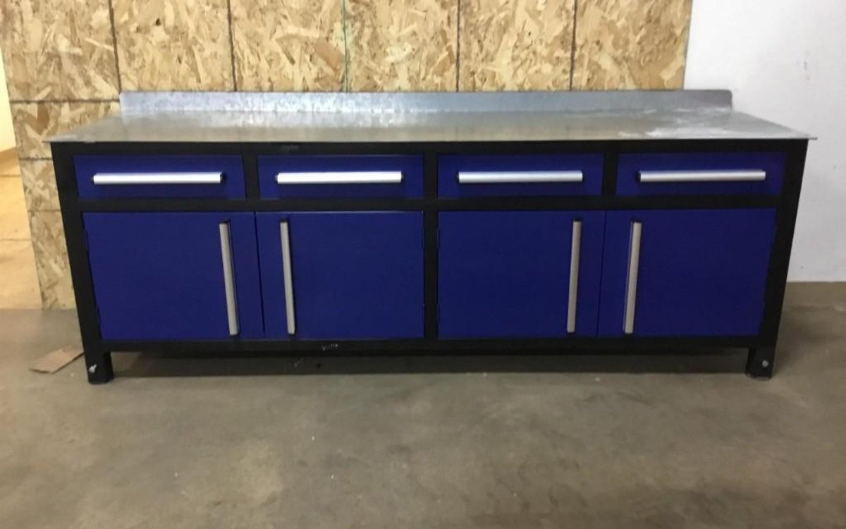 New Steel Welding Table & Tool Bench, 86" x 26" x 33", Color: Blue  - Located in Elk River, MN 