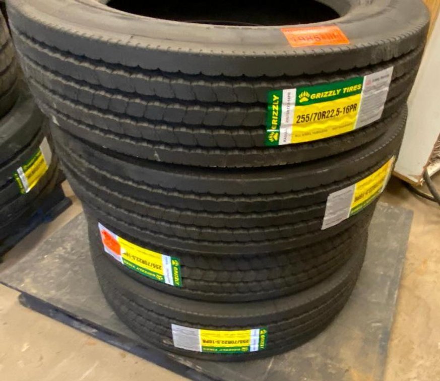 (4) NEW Grizzly 255/70R22.5 16Ply Tires - 4X THE MONEY