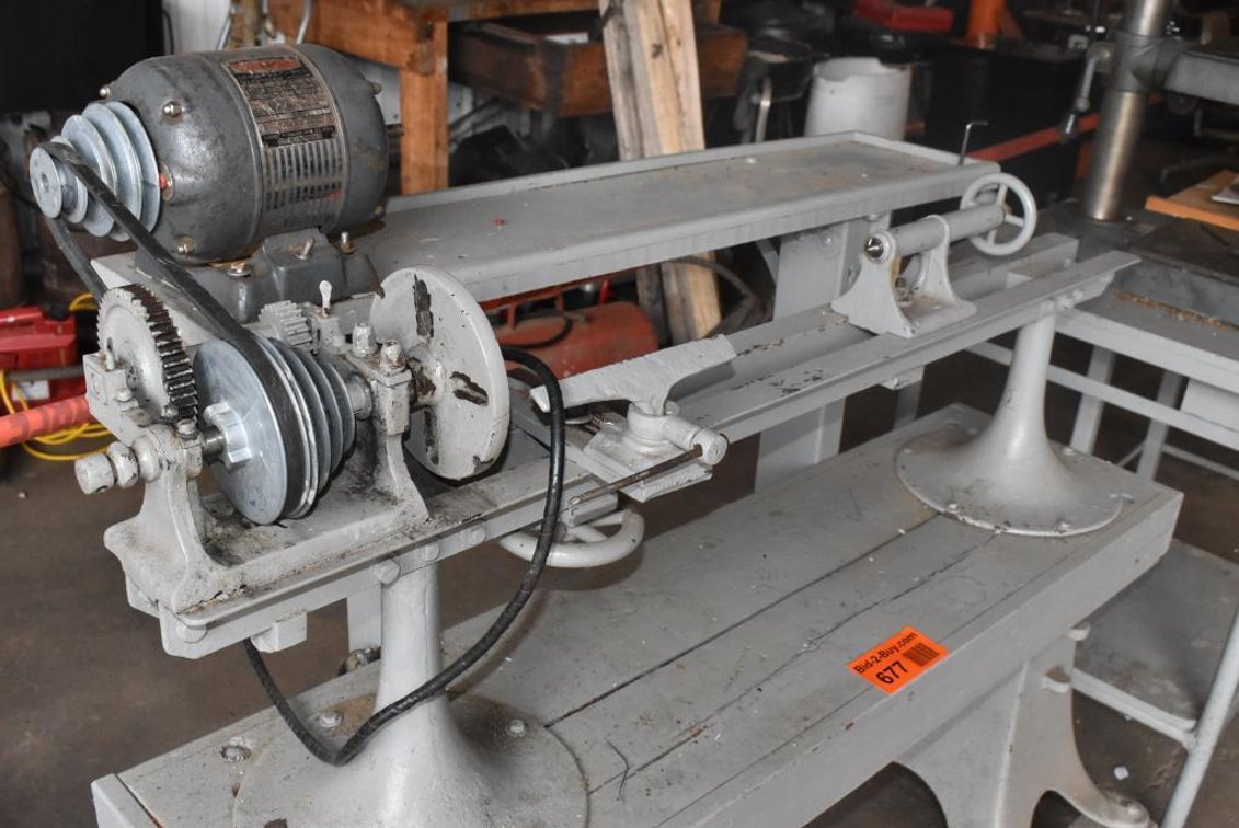 WOOD LATHE ON STAND, ELECTRIC CRAFTSMAN MOTOR (1/2 HP)