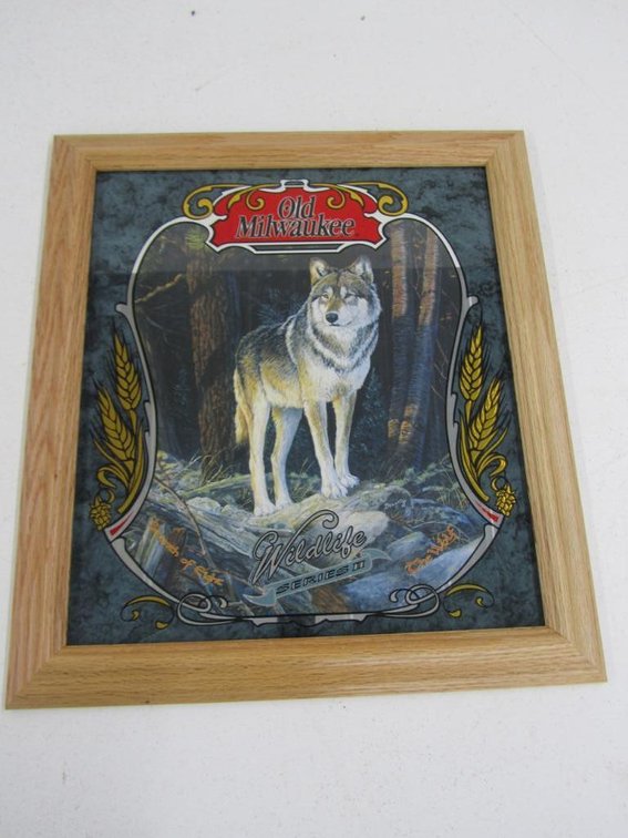 Old Milwaukee Framed Wolf Wall Hanging