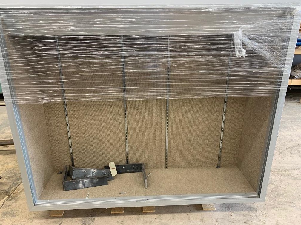 High School Trophy Display Case - With Glass Shelves and Glass Sliding Doors