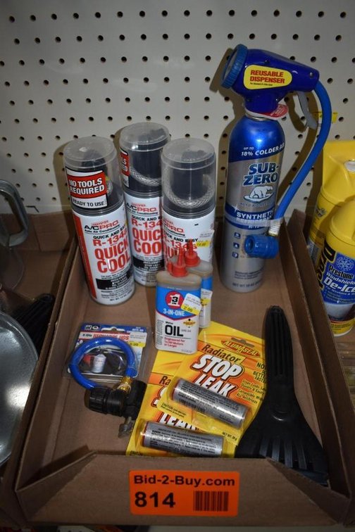 (2) Radiator Leak Stoppers, (2) 3-1 Motor Oil, Recharge Hose, (3) R-134A Air Conditioning Additive And Sub Zero Synthetic Refrigerant
