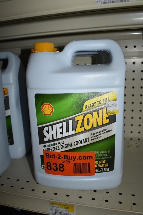 (3) 1 Gallon Jugs Of Shell Zone 50/50 Antifreeze