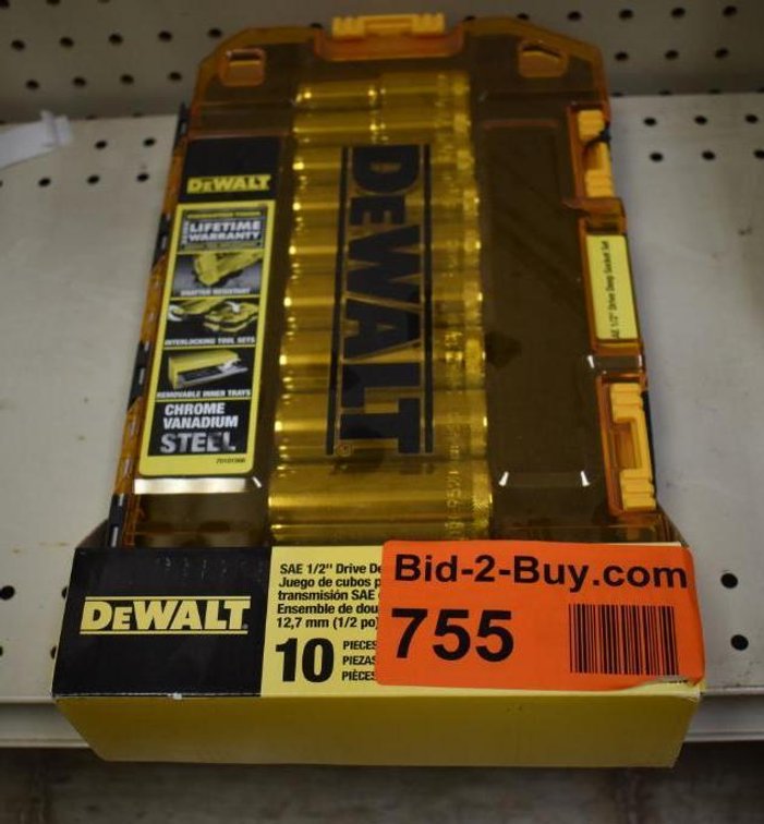 DeWalt 1/2" Drive SAW 10 Piece Socket Set 7/16" To 1"