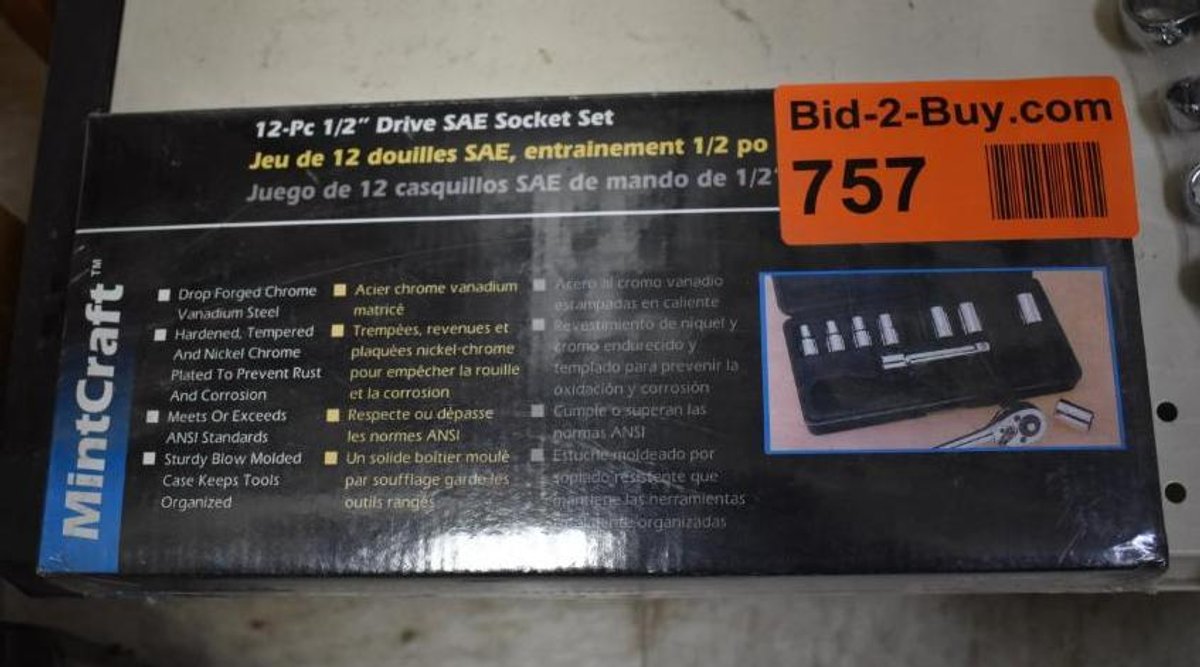 Mintcraft 12 Piece 1/2" Drive Socket Set 3/8" To 7/8"