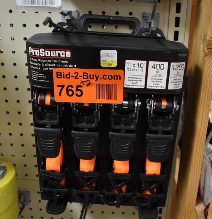 (2) Prosource 4 Packs 1"x10' Ratchet Straps