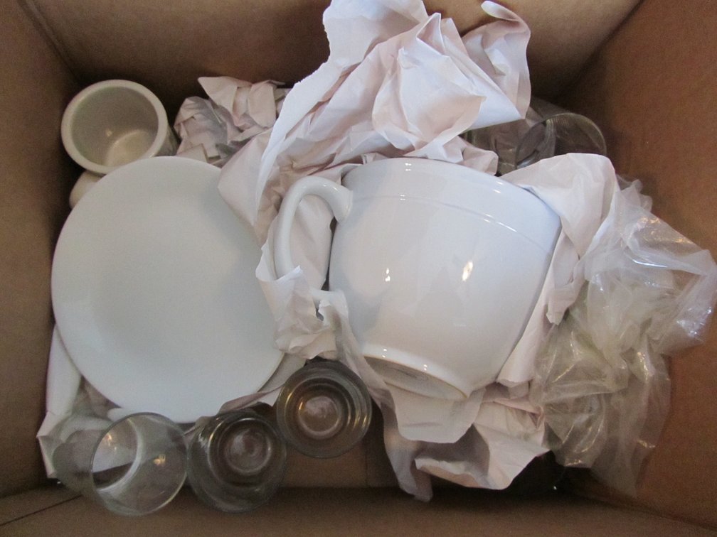 Box Full Of Assorted Dishware